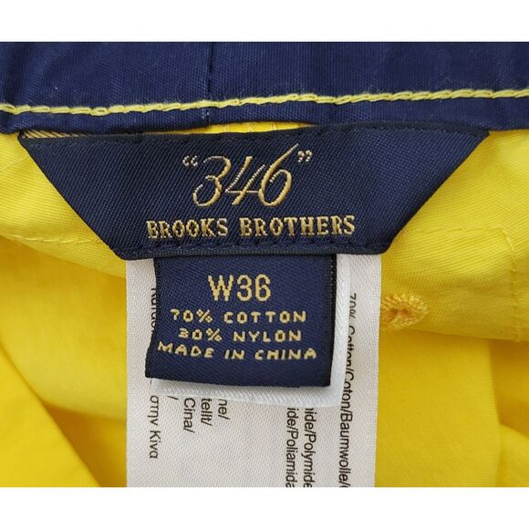 346 Brooks Brothers Yellow 4" Inseam Swim Trunks 70% Cotton 30% Nylon Mens W36 - Picture 5 of 8